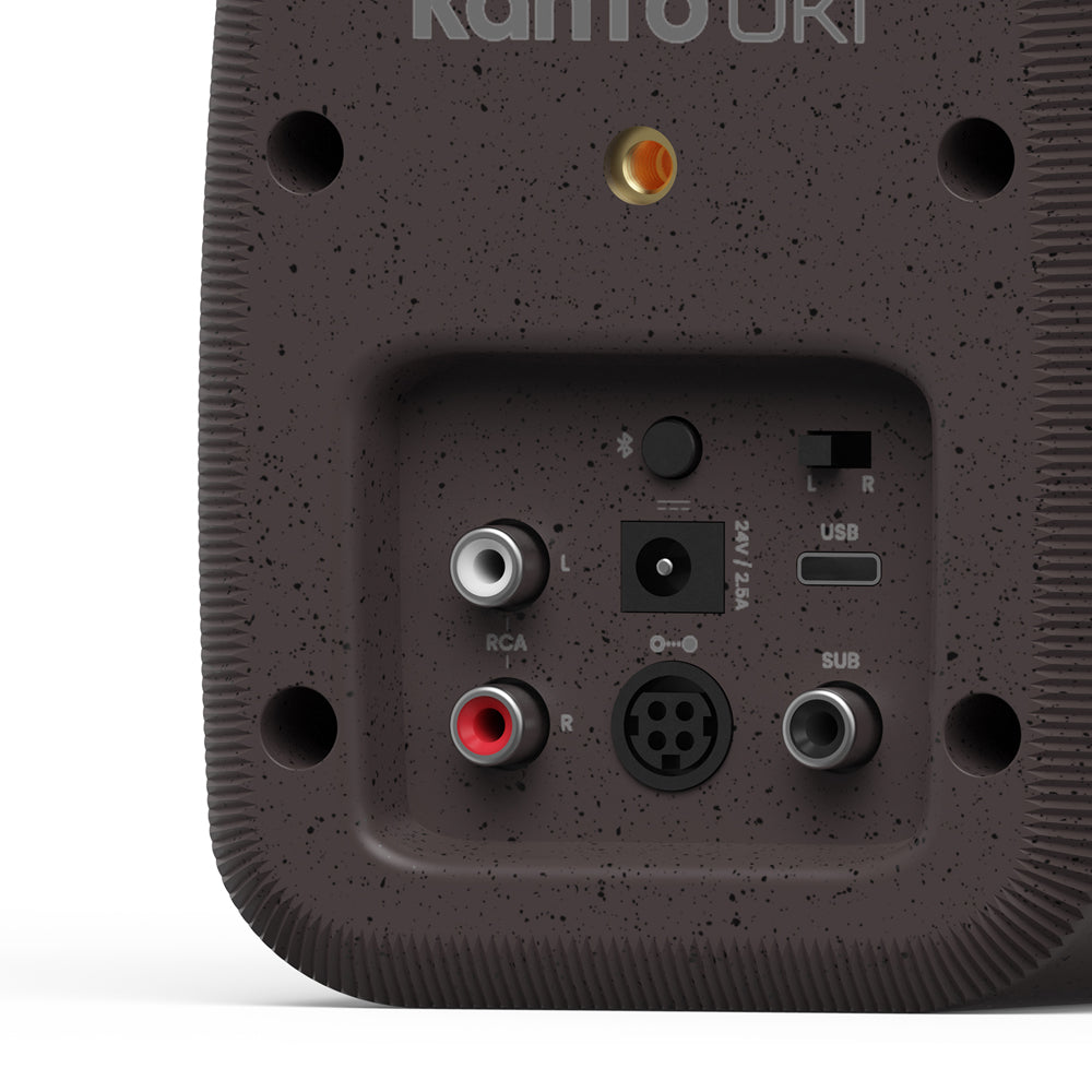 Kanto UKI 100W Desktop Speakers with Bluetooth, USB-C, Headphone out, Pumice (Speckled Brown), Pair V398-KO-UKIDSBB-I