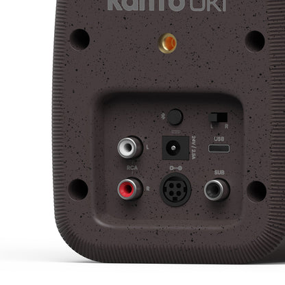 Kanto UKI 100W Desktop Speakers with Bluetooth, USB-C, Headphone out, Pumice (Speckled Brown), Pair V398-KO-UKIDSBB-I