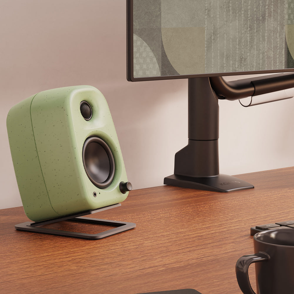Kanto UKI 100W Desktop Speakers with Bluetooth, USB-C, Headphone out, Sage (Matte Green), Pair V398-KO-UKIDSBN-I