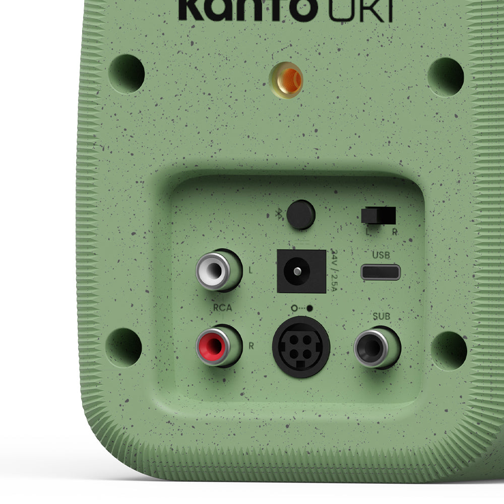 Kanto UKI 100W Desktop Speakers with Bluetooth, USB-C, Headphone out, Sage (Matte Green), Pair V398-KO-UKIDSBN-I