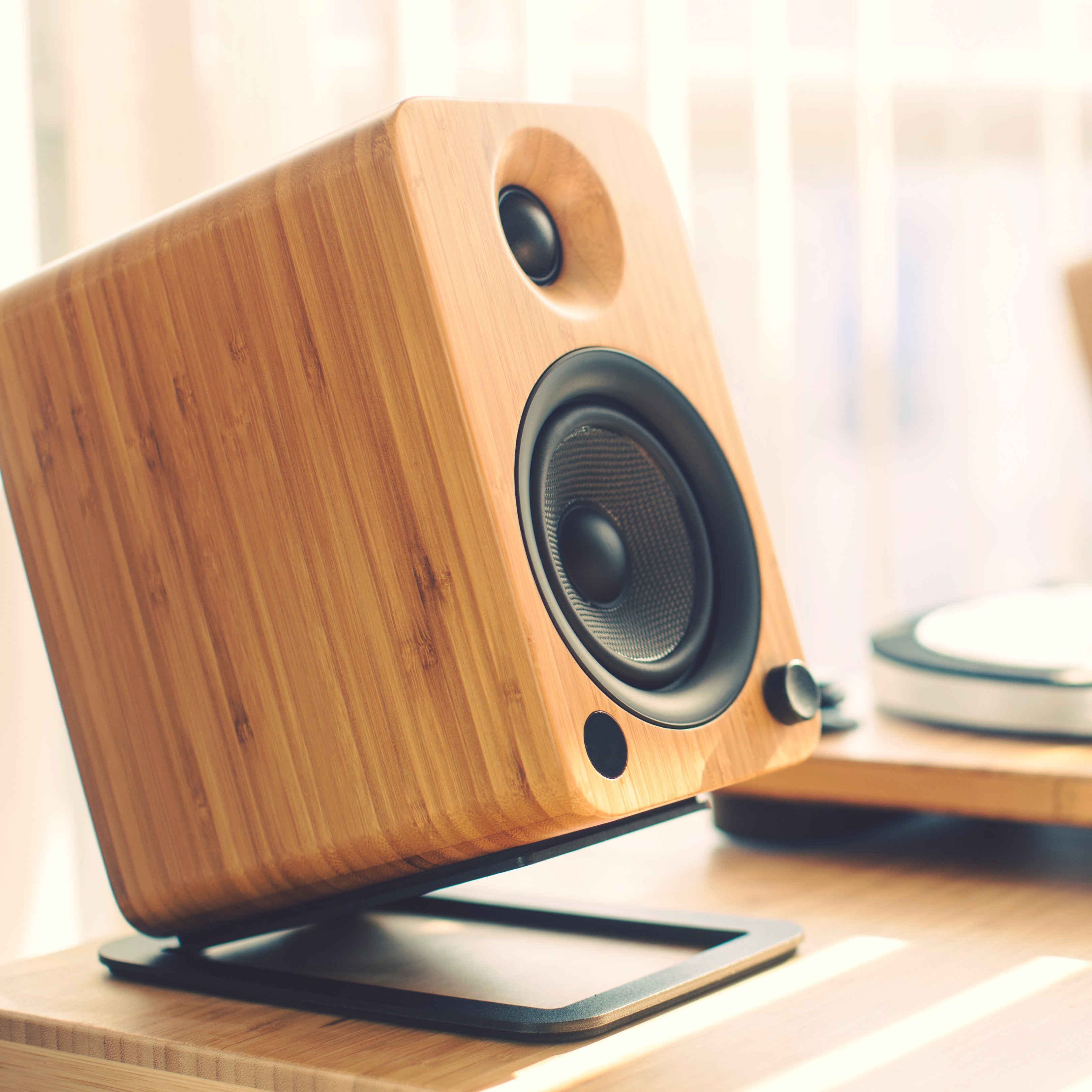 Kanto YU4 140W Powered Bookshelf Speakers with Bluetooth and Phono Preamp - Pair, Bamboo V398-KO-YU4BAMBOO-I