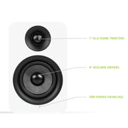 Kanto YU Passive 4" Speakers with 1" Silk Dome Tweeter and 4" Kevlar Woofer - White, Pair V398-KO-YUP4W