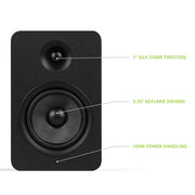 Kanto YU Passive 5.25" Speakers with 1" Silk Dome Tweeter and 5.25" Kevlar Woofer - Black, Pair V398-KO-YUP6