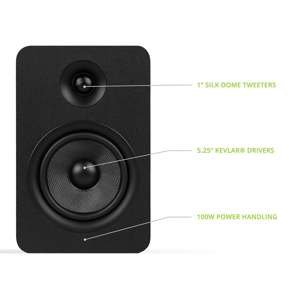 Kanto YU Passive 5.25" Speakers with 1" Silk Dome Tweeter and 5.25" Kevlar Woofer - Black, Pair V398-KO-YUP6
