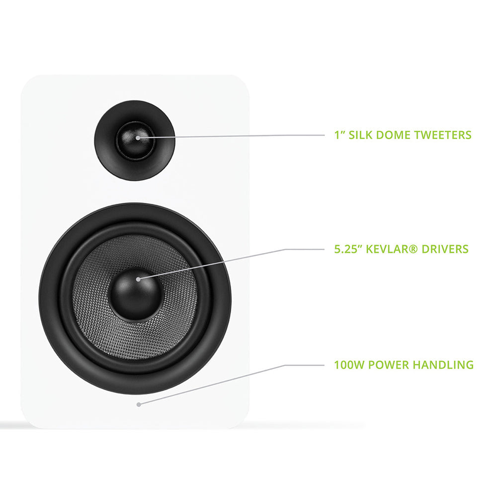 Kanto YU Passive 5.25" Speakers with 1" Silk Dome Tweeter and 5.25" Kevlar Woofer - White, Pair V398-KO-YUP6W