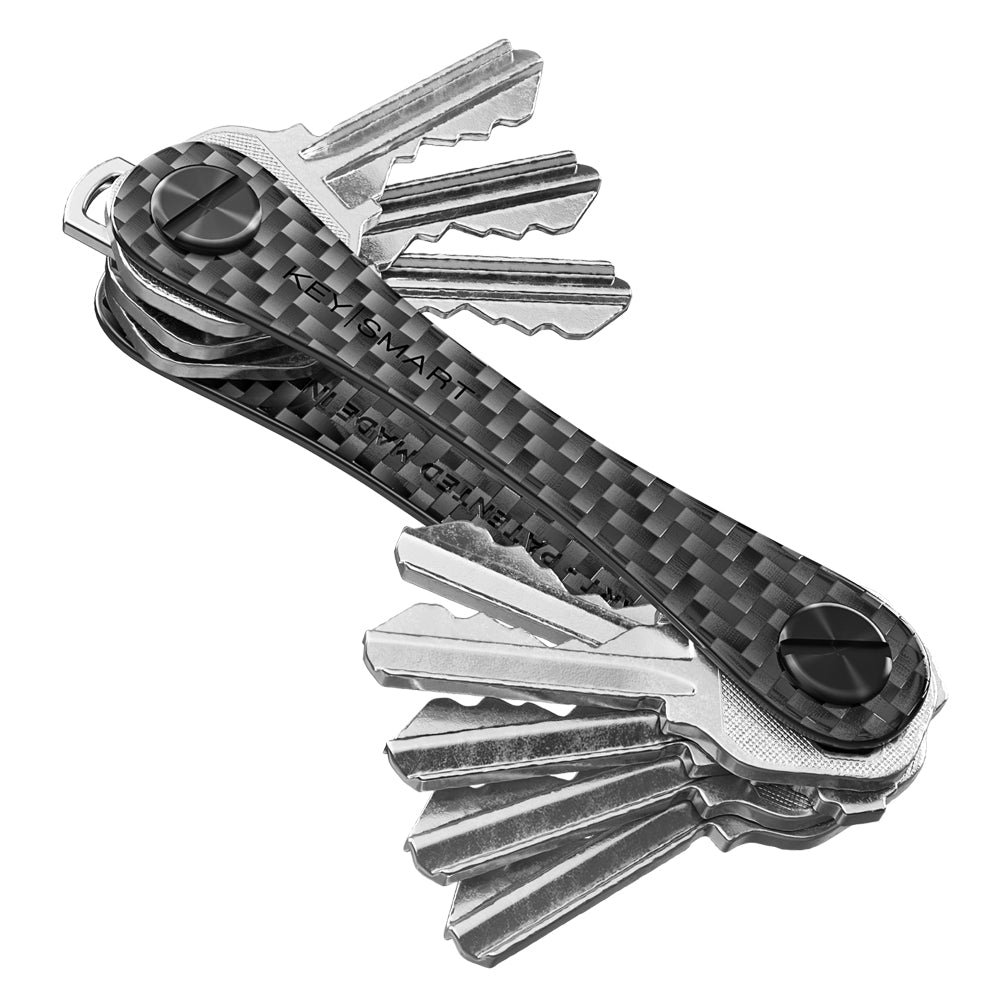 KeySmart Original - Compact Key Holder and Keychain Organiser (Up to 8 Keys) - Carbon Fiber 3K V398-KS019-CF3K