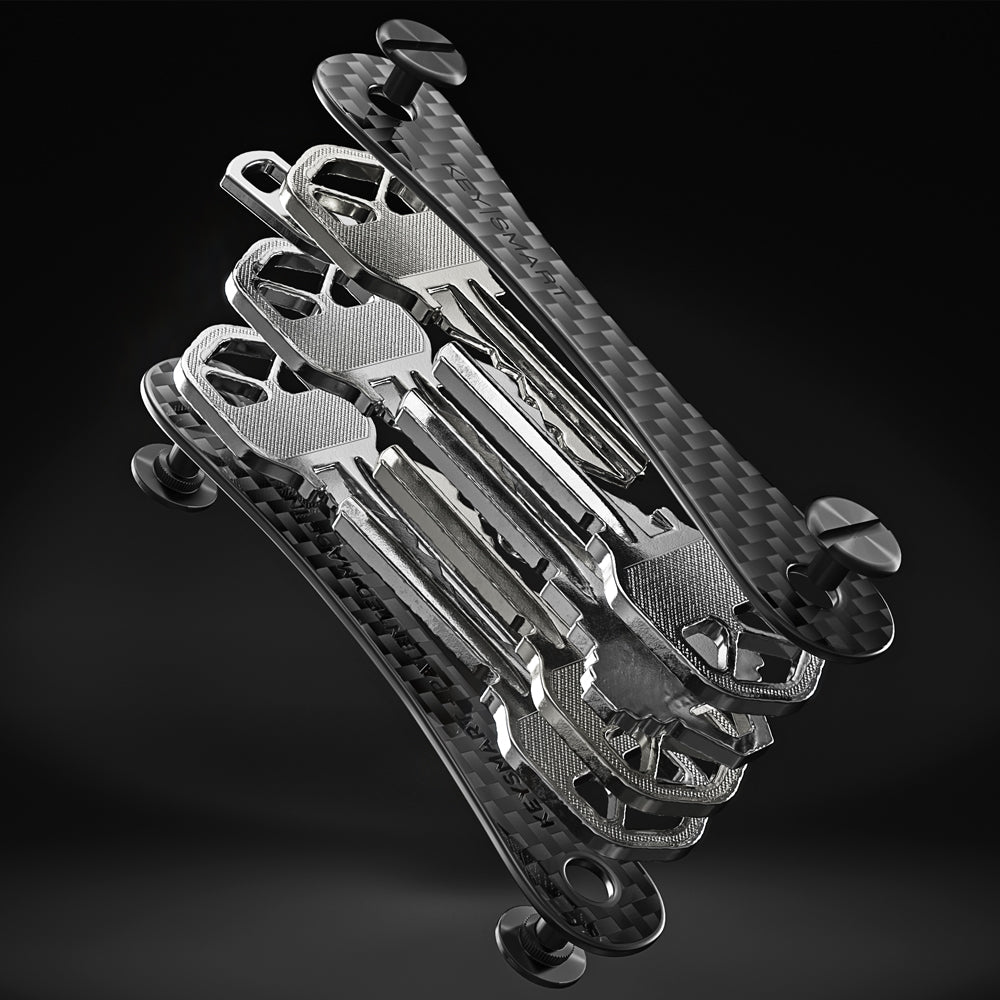 KeySmart Original - Compact Key Holder and Keychain Organiser (Up to 8 Keys) - Carbon Fiber 3K V398-KS019-CF3K