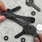 KeySmart Original - Compact Key Holder and Keychain Organiser (Up to 8 Keys) - Carbon Fiber 3K V398-KS019-CF3K