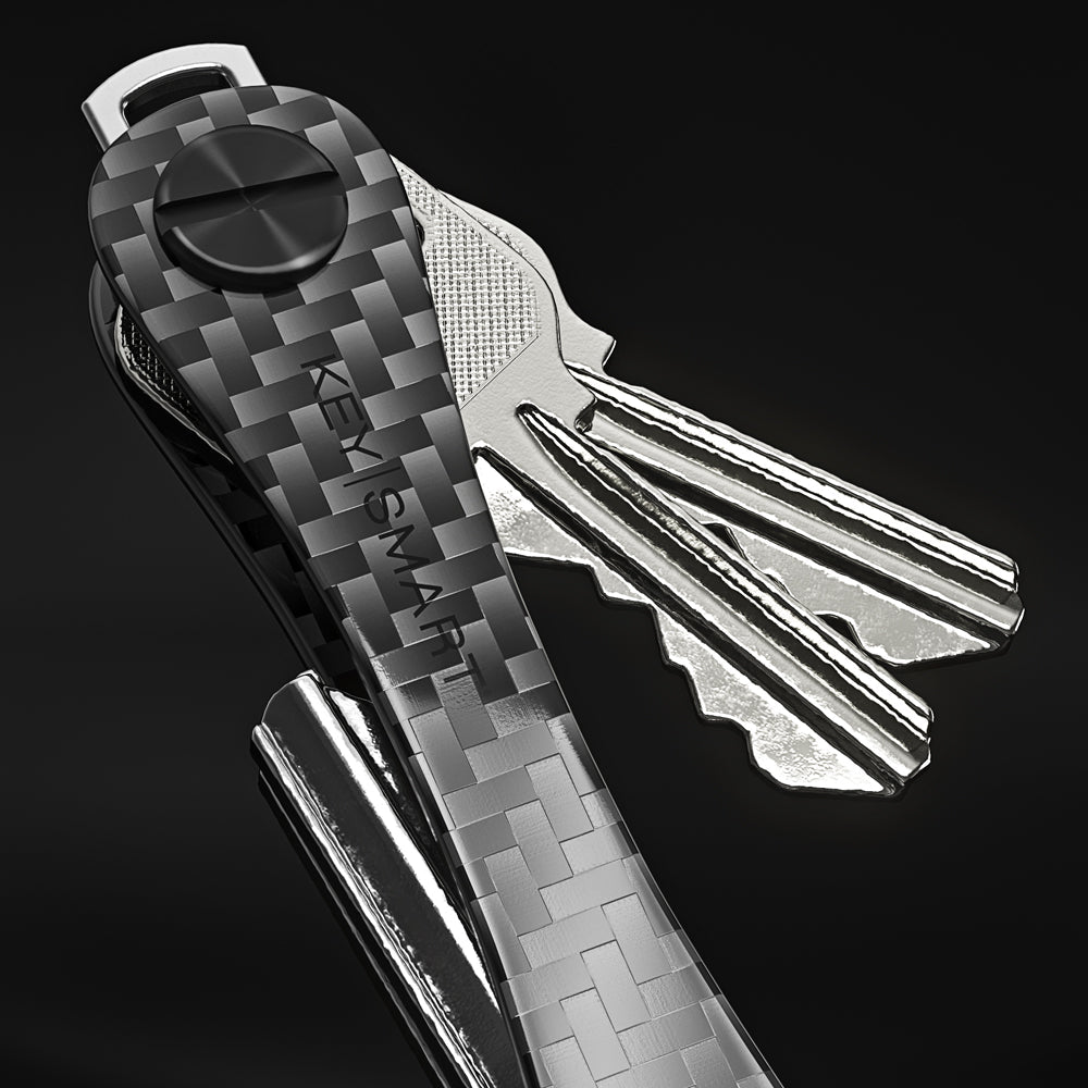 KeySmart Original - Compact Key Holder and Keychain Organiser (Up to 8 Keys) - Carbon Fiber 3K V398-KS019-CF3K