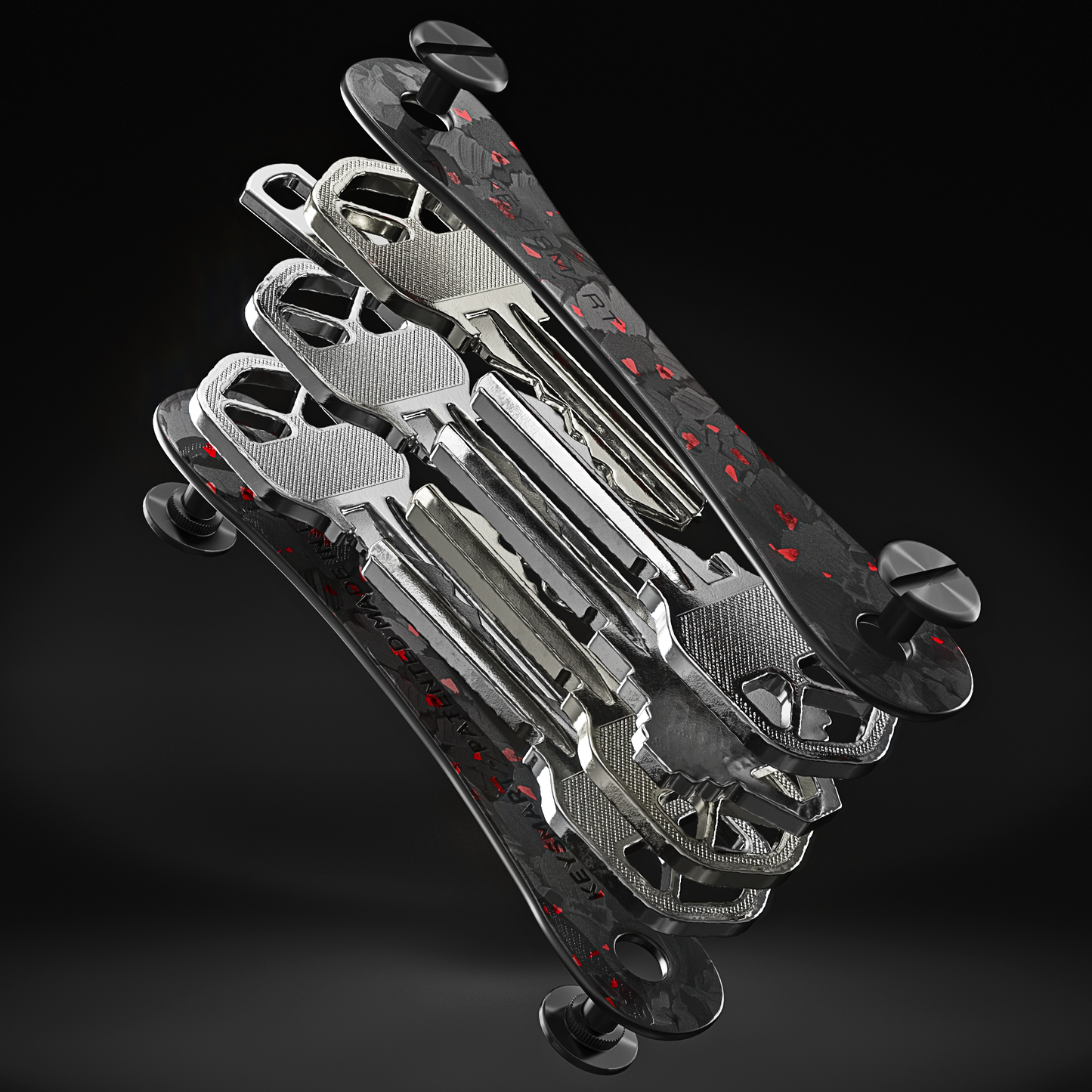 KeySmart Orginal - Compact Key Holder and Keychain Organiser (Up to 8 Keys) - Red Forged Carbon V398-KS019-RFC