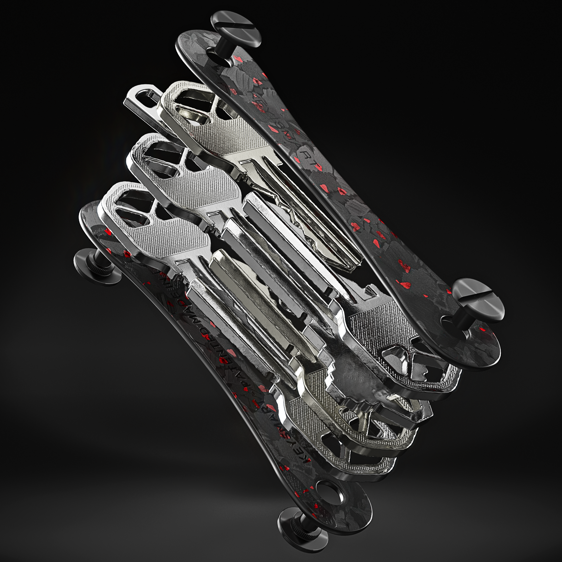 KeySmart Orginal - Compact Key Holder and Keychain Organiser (Up to 8 Keys) - Red Forged Carbon V398-KS019-RFC