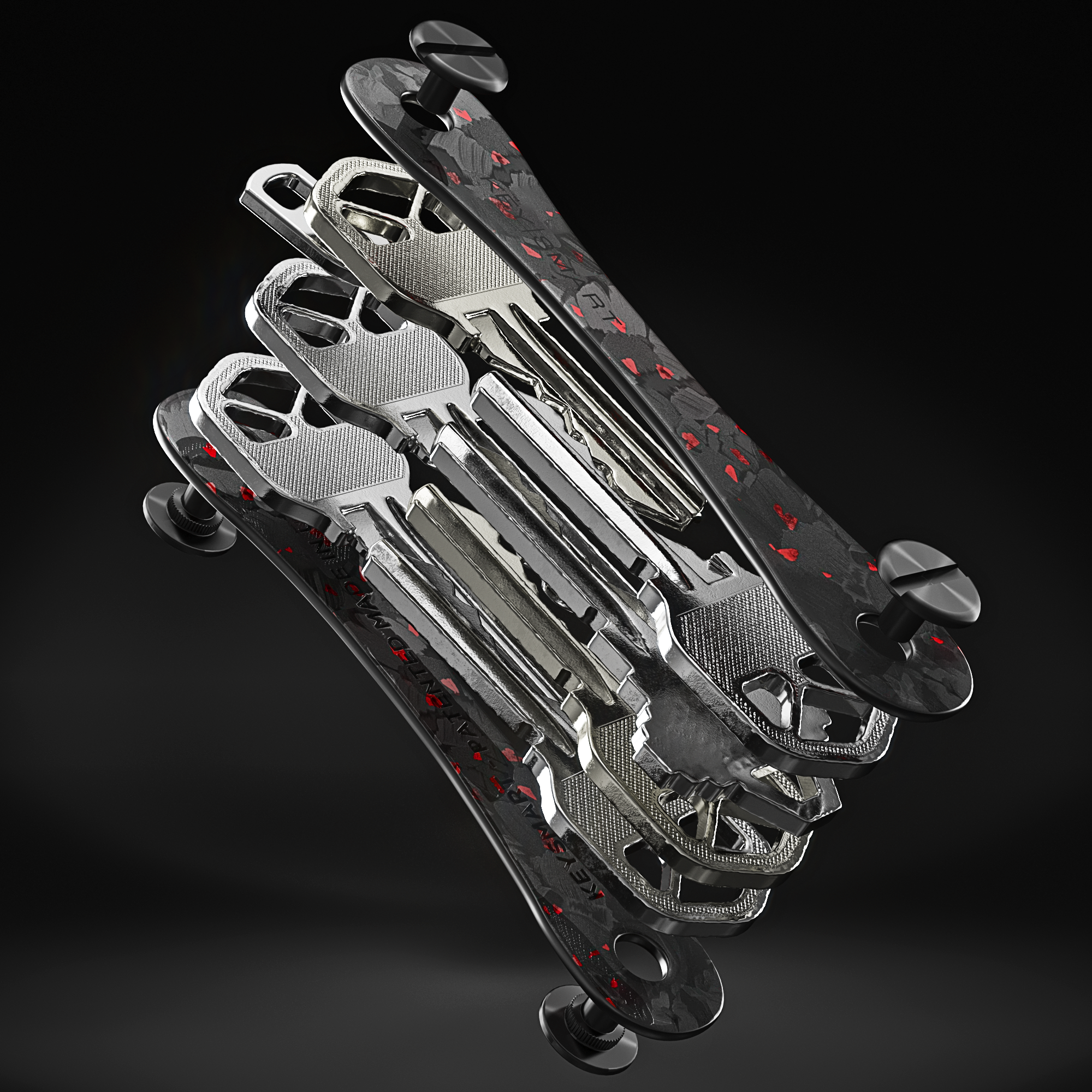 KeySmart Orginal - Compact Key Holder and Keychain Organiser (Up to 8 Keys) - Red Forged Carbon V398-KS019-RFC