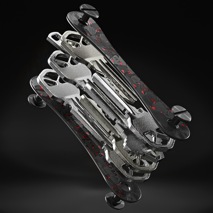 KeySmart Orginal - Compact Key Holder and Keychain Organiser (Up to 8 Keys) - Red Forged Carbon V398-KS019-RFC