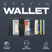 KeySmart Statik Wallet, Holds Up to 15 Cards, Plus Cash, RFID Blocking Technology - Black Aluminum V398-KSSTKPUP-0600-BLK