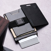 KeySmart Statik Wallet, Holds Up to 15 Cards, Plus Cash, RFID Blocking Technology - Black Aluminum V398-KSSTKPUP-0600-BLK