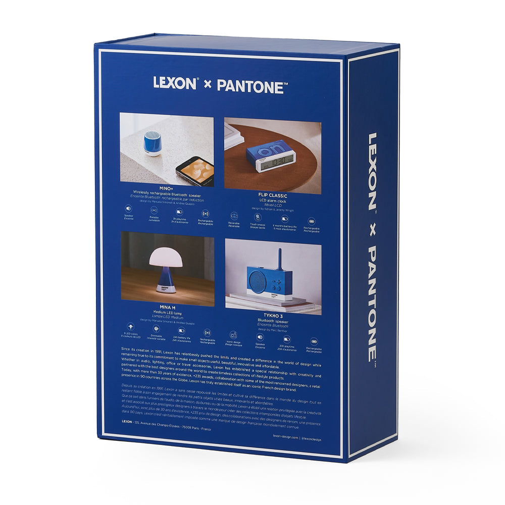 Lexon GIFT Set PANTONE - Includes Mino+ Mini Speaker, Flip Classic Clock, Mina M Lamp, Thykho 3 Speaker - V398-LD-LBPT01-B