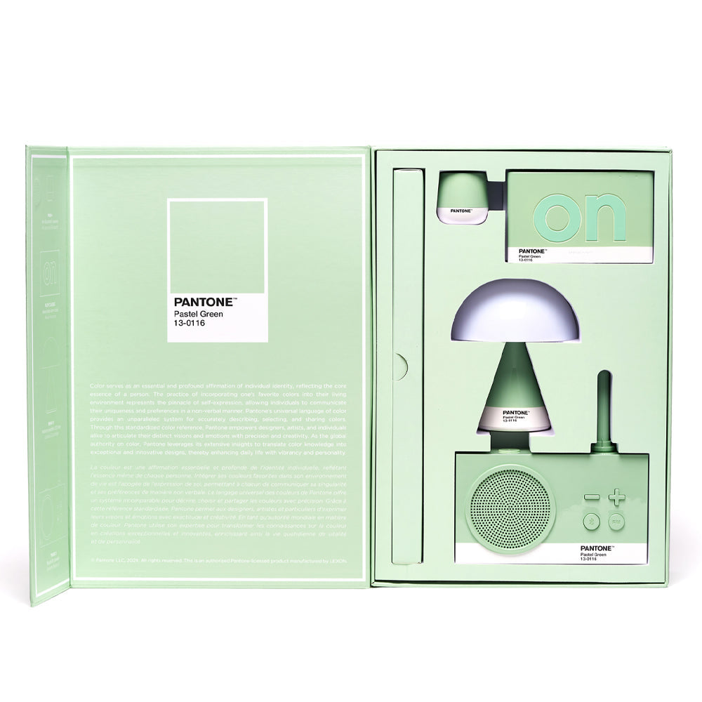 Lexon GIFT Set PANTONE - Includes Mino+ Mini Speaker, Flip Classic Clock, Mina M Lamp, Thykho 3 Speaker - V398-LD-LBPT01-M