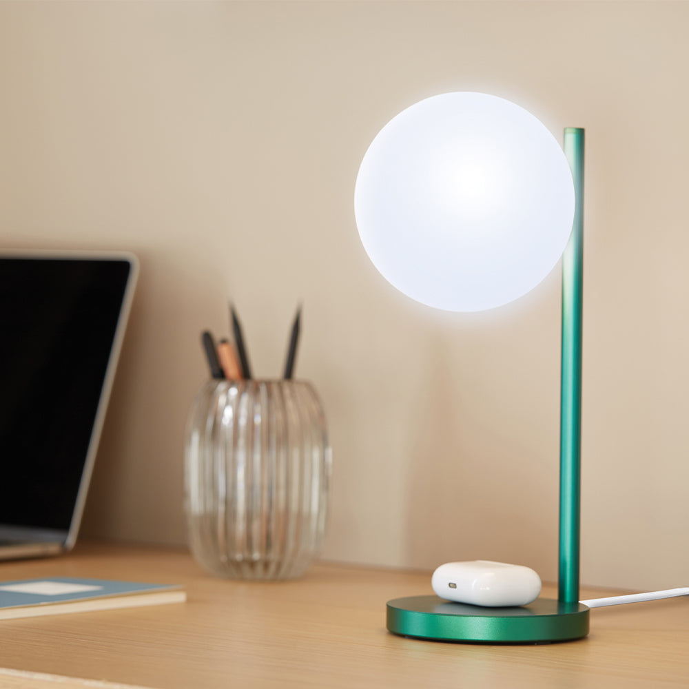 Lexon Bubble Desk Lamp With Built-In Wireless Charger - Green V398-LD-LH70DG1