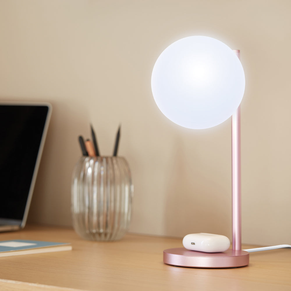 Lexon Bubble Desk Lamp With Built-In Wireless Charger - Pink V398-LD-LH70LP