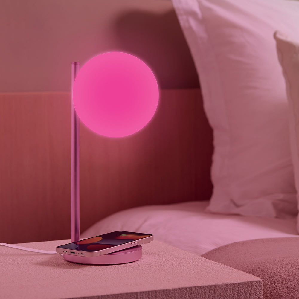 Lexon Bubble Desk Lamp With Built-In Wireless Charger - Pink V398-LD-LH70LP