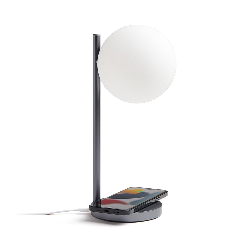 Lexon Bubble Desk Lamp With Built-In Wireless Charger - Gunmetal V398-LD-LH70X