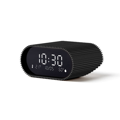 Lexon Ray Clock Lcd Alarm Clock With Temperature / Humidity Display - Black V398-LD-LR155MN3