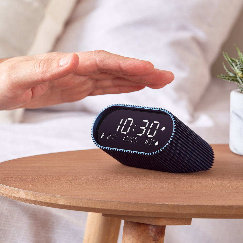 Lexon Ray Clock Lcd Alarm Clock With Temperature / Humidity Display - Blue V398-LD-LR155OB3
