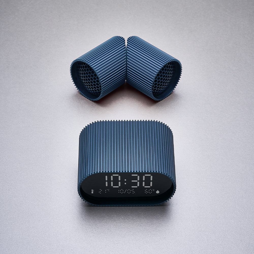 Lexon Ray Clock Lcd Alarm Clock With Temperature / Humidity Display - Blue V398-LD-LR155OB3