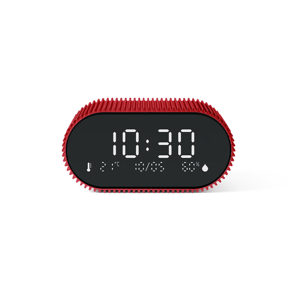 Lexon Ray Clock Lcd Alarm Clock With Temperature / Humidity Display - Red V398-LD-LR155SR3