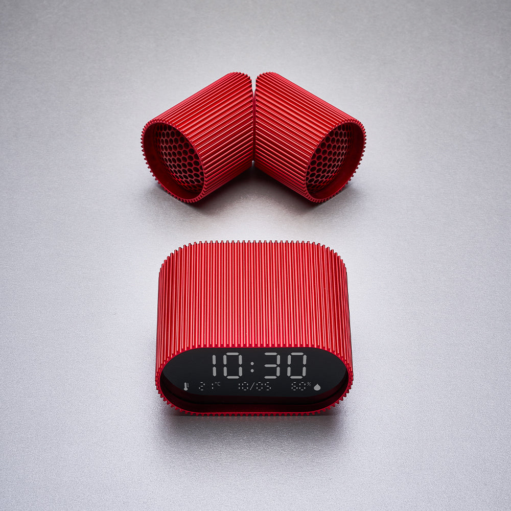 Lexon Ray Clock Lcd Alarm Clock With Temperature / Humidity Display - Red V398-LD-LR155SR3