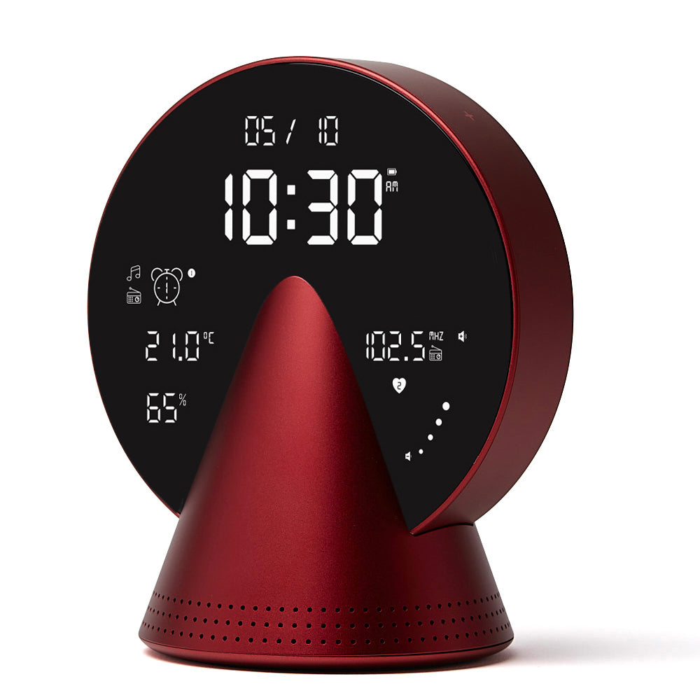 Lexon Conic Radio Alarm Clock With Fm & Built-In Bluetooth Speaker - Red V398-LD-LR156CR3