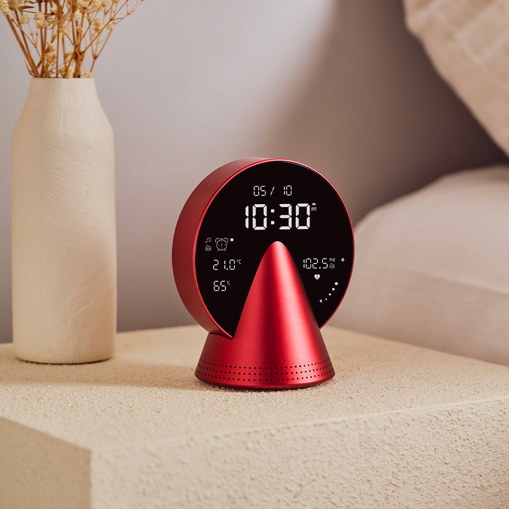 Lexon Conic Radio Alarm Clock With Fm & Built-In Bluetooth Speaker - Red V398-LD-LR156CR3