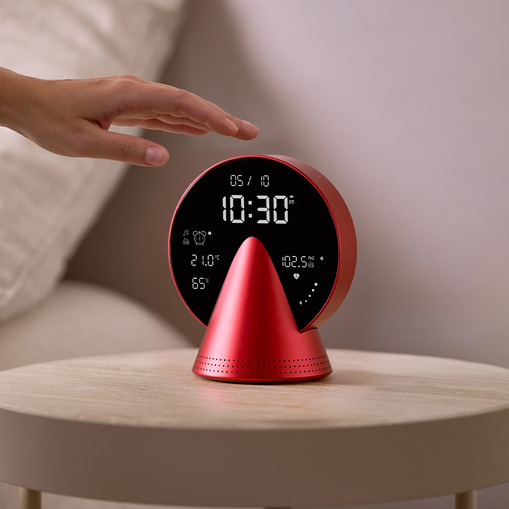 Lexon Conic Radio Alarm Clock With Fm & Built-In Bluetooth Speaker - Red V398-LD-LR156CR3