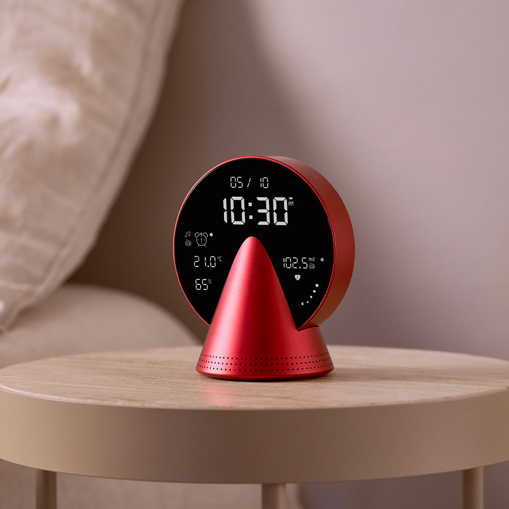 Lexon Conic Radio Alarm Clock With Fm & Built-In Bluetooth Speaker - Red V398-LD-LR156CR3