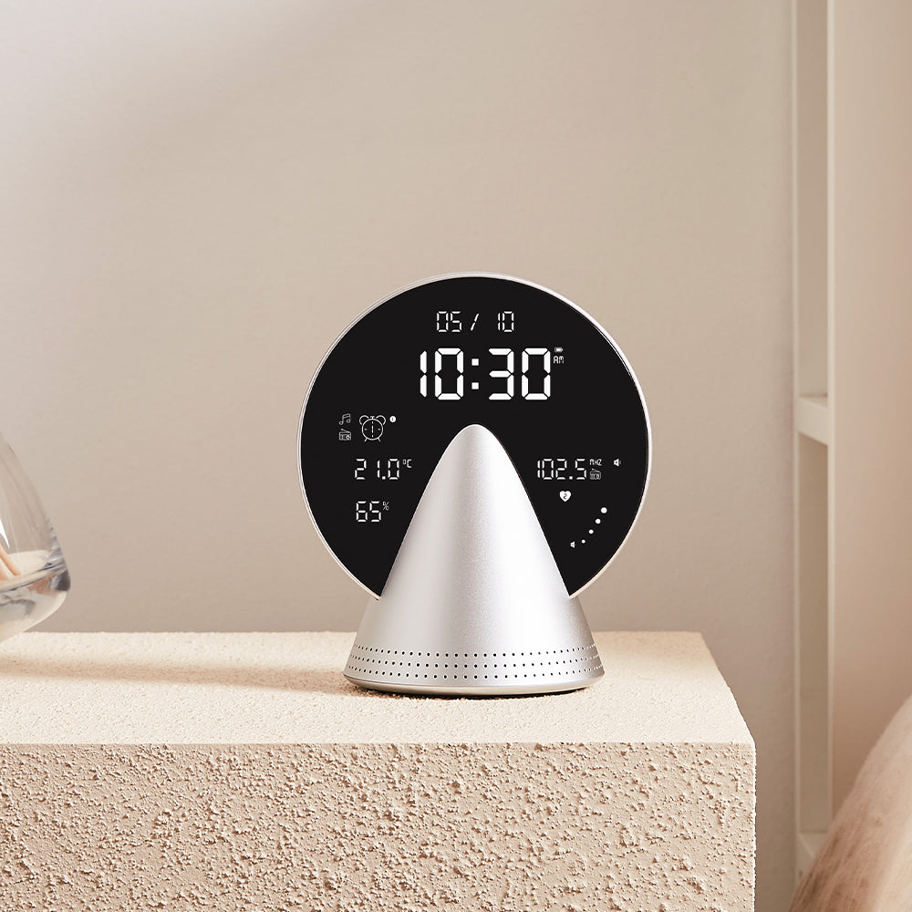 Lexon Conic Radio Alarm Clock With Fm & Built-In Bluetooth Speaker - Alu Polish V398-LD-LR156GA3