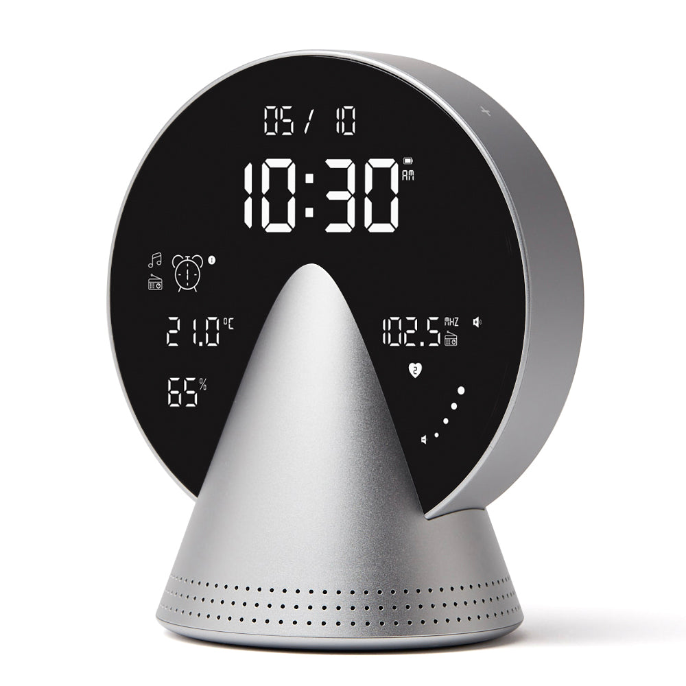 Lexon Conic Radio Alarm Clock With Fm & Built-In Bluetooth Speaker - Alu Polish V398-LD-LR156GA3