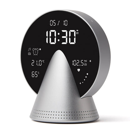 Lexon Conic Radio Alarm Clock With Fm & Built-In Bluetooth Speaker - Alu Polish V398-LD-LR156GA3