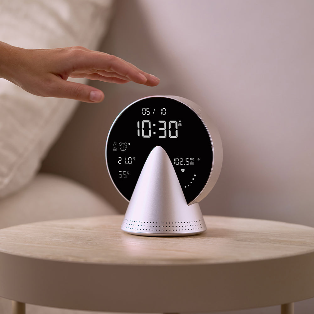 Lexon Conic Radio Alarm Clock With Fm & Built-In Bluetooth Speaker - Alu Polish V398-LD-LR156GA3