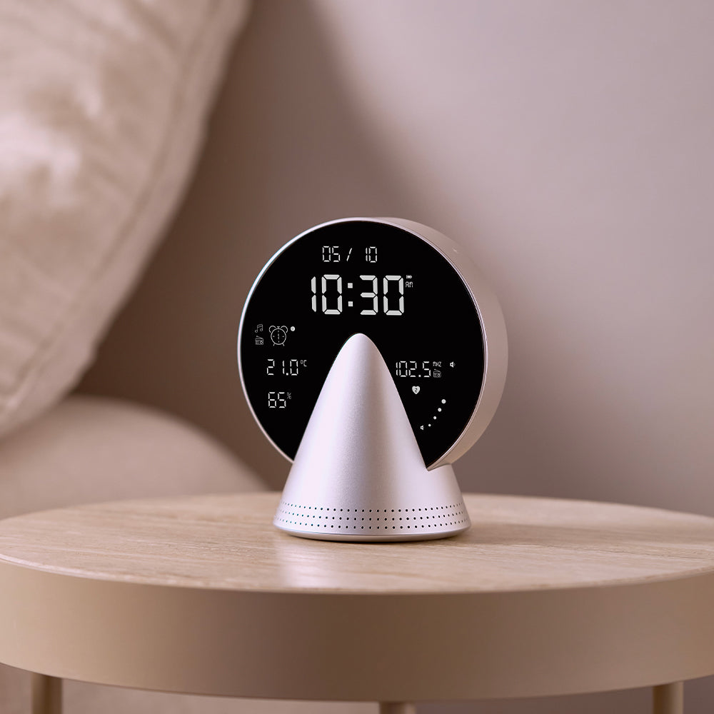 Lexon Conic Radio Alarm Clock With Fm & Built-In Bluetooth Speaker - Alu Polish V398-LD-LR156GA3