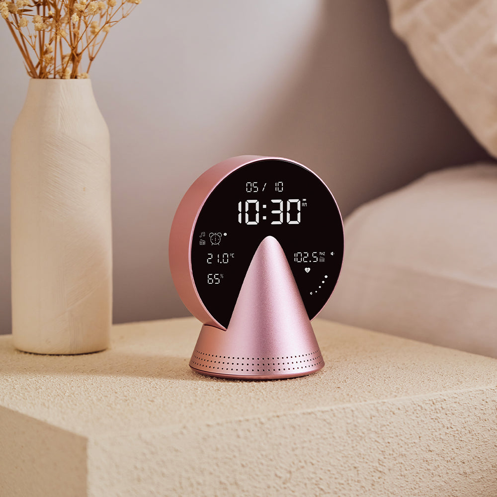 Lexon Conic Radio Alarm Clock With Fm & Built-In Bluetooth Speaker - Pink V398-LD-LR156PB3