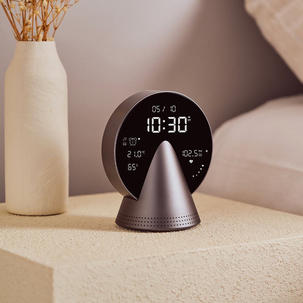 Lexon Conic Radio Alarm Clock With Fm & Built-In Bluetooth Speaker - Grey V398-LD-LR156PG3