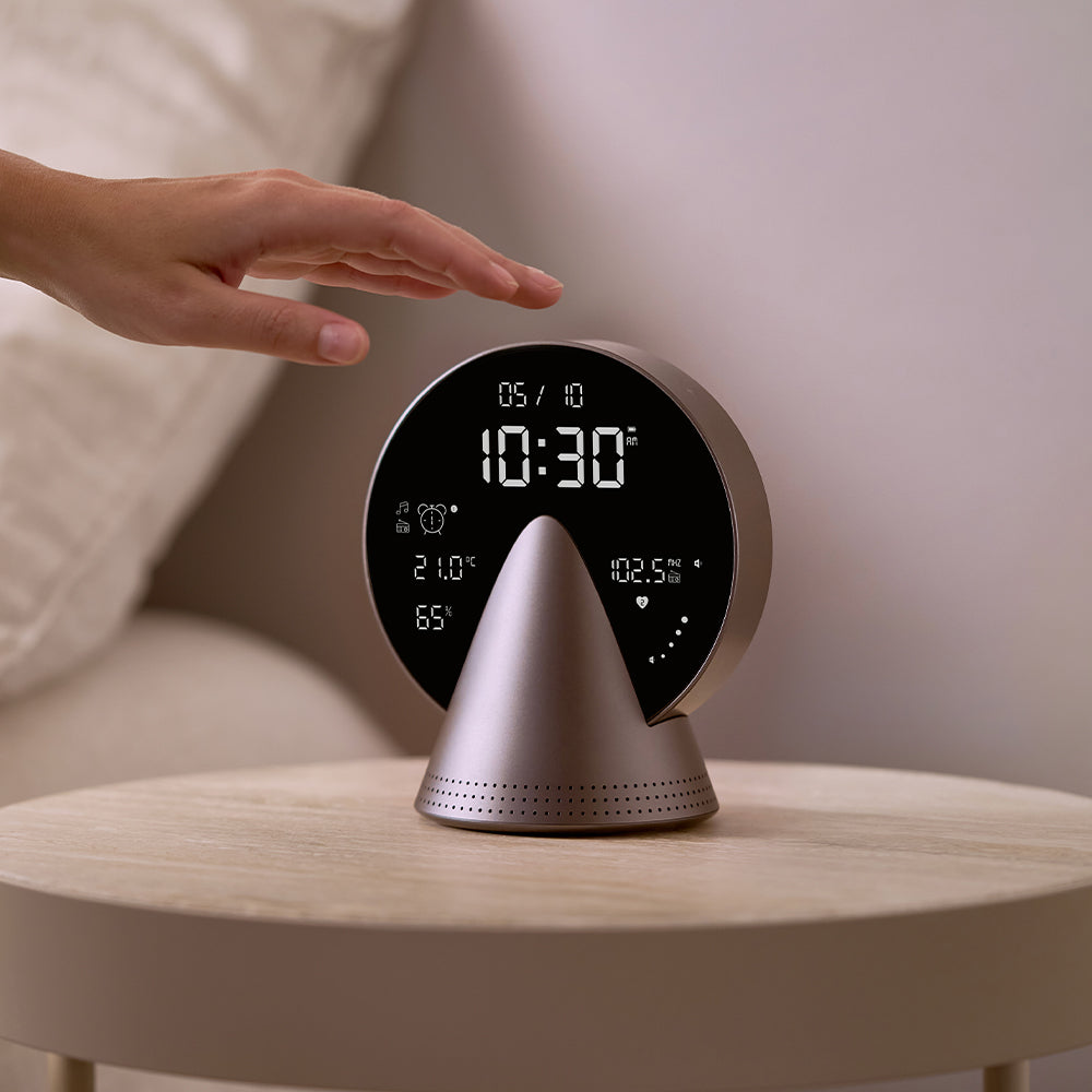 Lexon Conic Radio Alarm Clock With Fm & Built-In Bluetooth Speaker - Grey V398-LD-LR156PG3