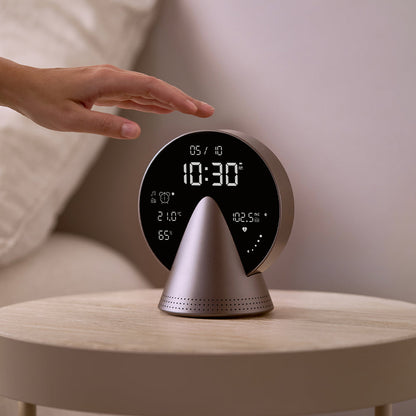 Lexon Conic Radio Alarm Clock With Fm & Built-In Bluetooth Speaker - Grey V398-LD-LR156PG3