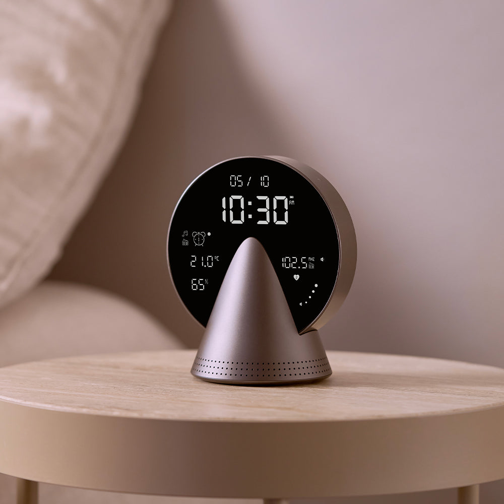 Lexon Conic Radio Alarm Clock With Fm & Built-In Bluetooth Speaker - Grey V398-LD-LR156PG3