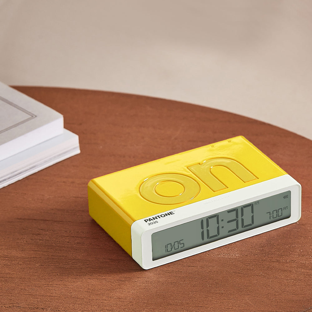 Lexon Flip Classic Reversible Alarm Clock PANTONE - Yellow V398-LD-LR157PT-Y