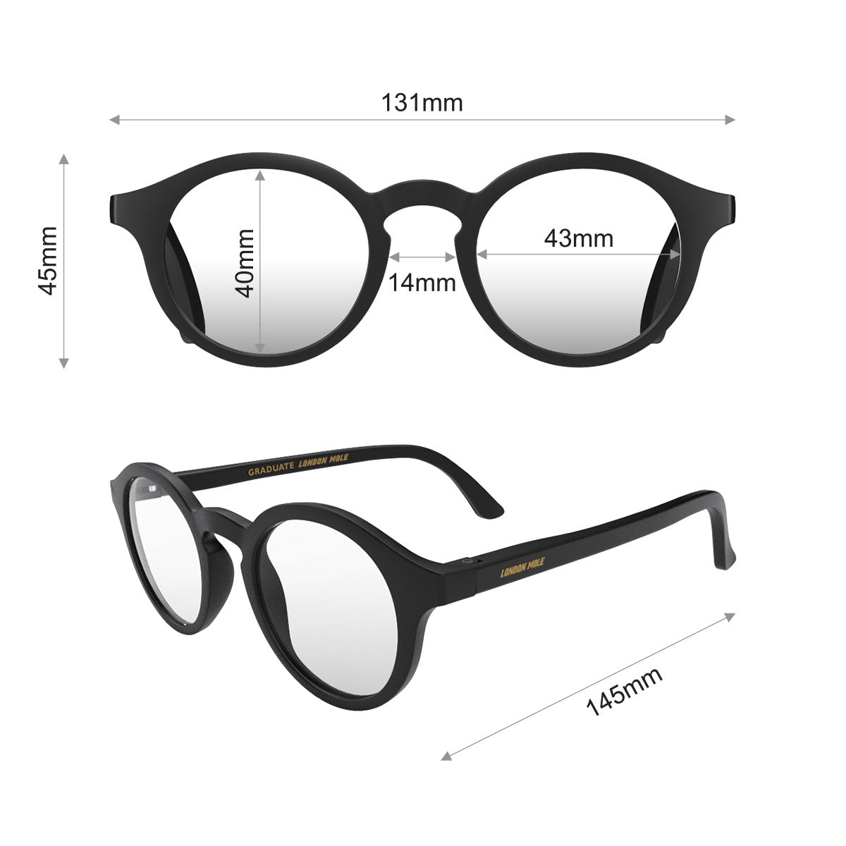 London Mole Graduate Blue Blocker Glasses Matte Black V398-LM-GRA-MK-0