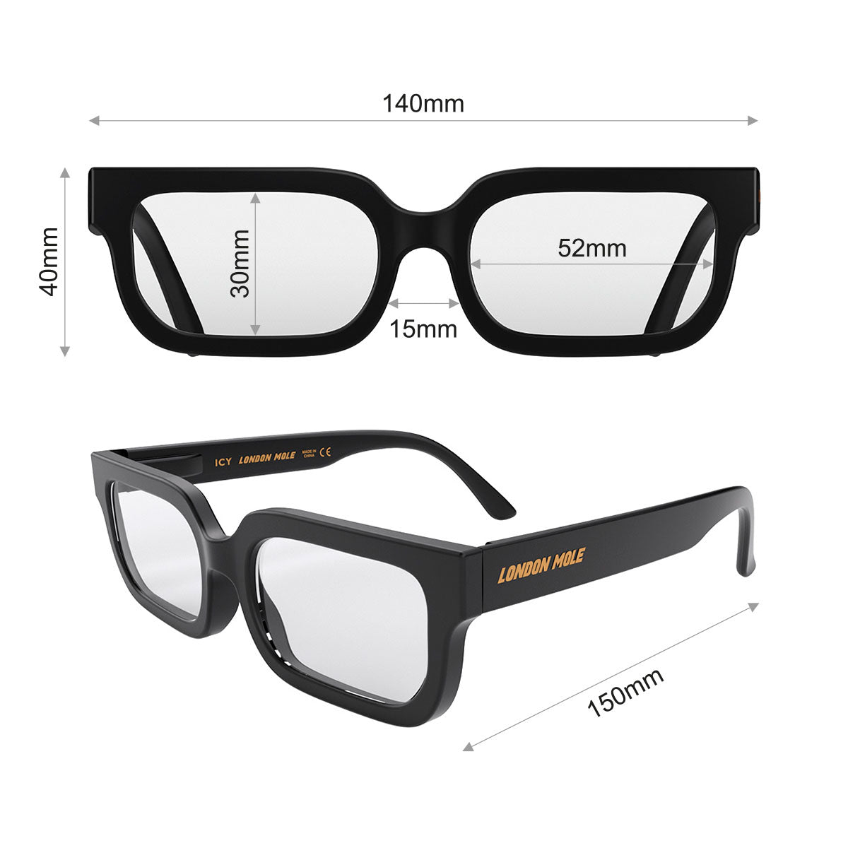 London Mole Icy Blue Blocker Glasses Matte Black V398-LM-ICY-K-0