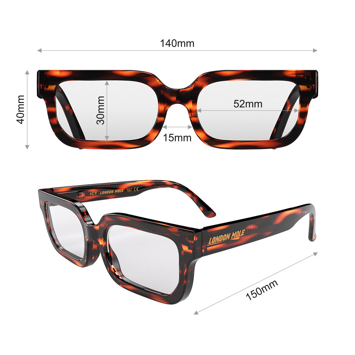 London Mole Icy Blue Blocker Glasses Gloss Tortoise Shell V398-LM-ICY-TS-0