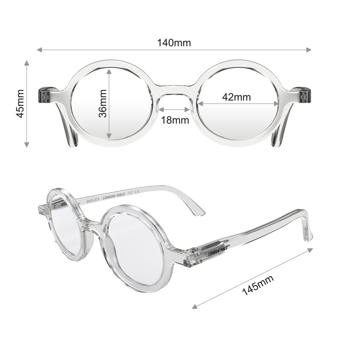 London Mole Moley Blue Blocker Glasses Transparent V398-LM-MOL-T-0