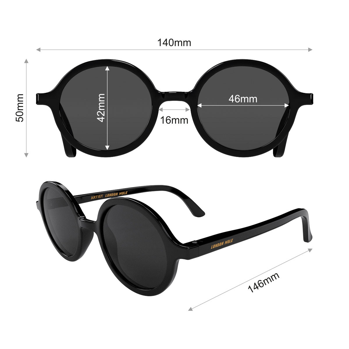 London Mole Artist Sunglasses Gloss Black / Black V398-LM-SART-GK-K